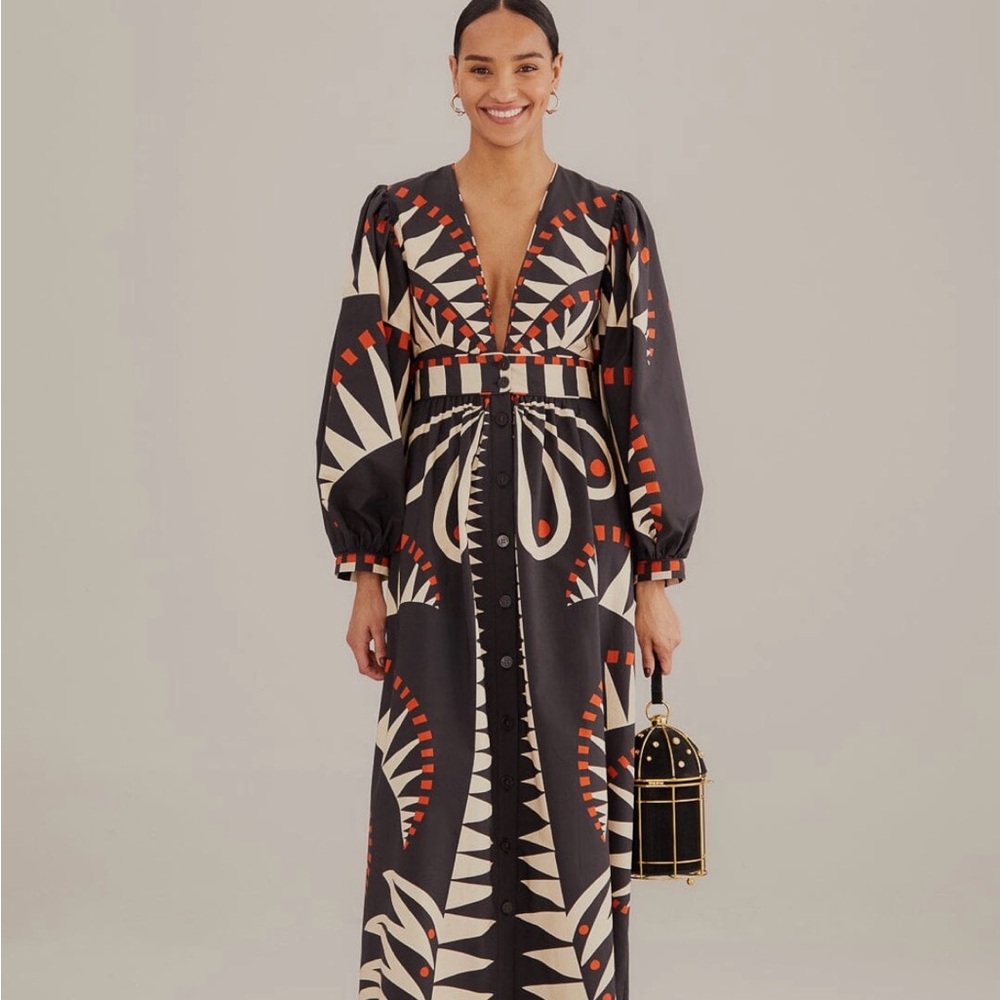 Farm Rio XXS Long Sleeve Maxi Dress